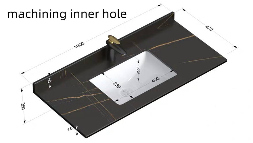 Sintered stone inner hole processing